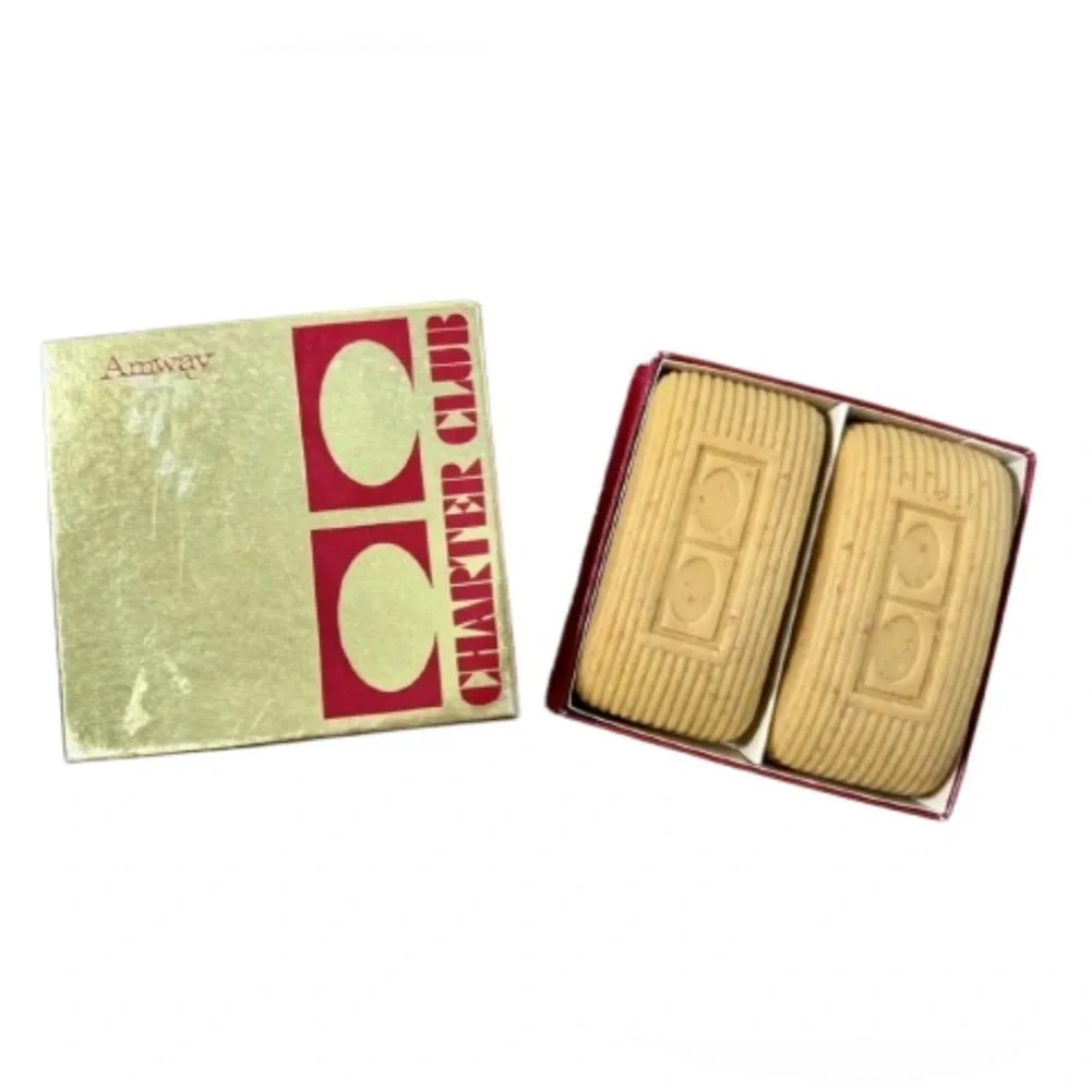 Vintage 70s Amway Charter Club Soap Bar Box Set -2 Bars Mens Advertising 1979